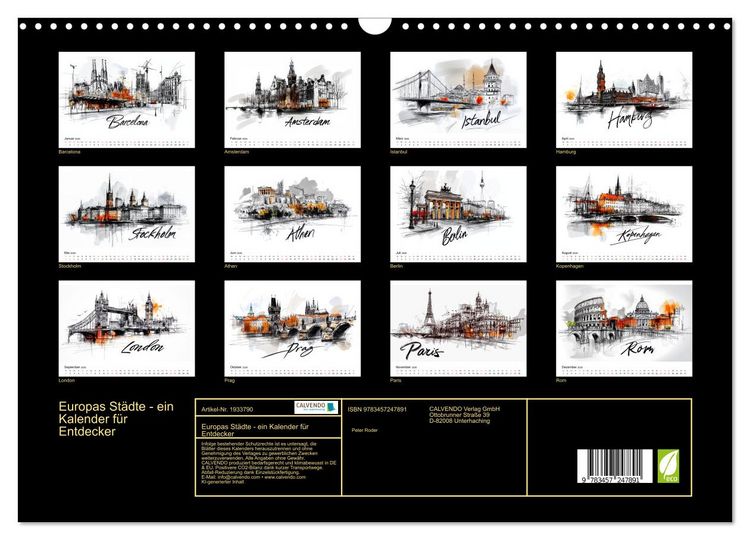 Produktbild: Europas St&auml;dte - ein Kalender f&uuml;r Entdecker (Wandkalender 2026 DIN A3 quer), CALVENDO Monatskalender