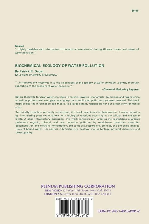Produktbild: Biochemical Ecology of Water Pollution