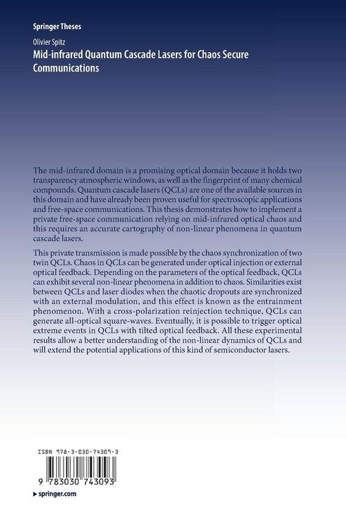 Produktbild: Mid-infrared Quantum Cascade Lasers for Chaos Secure Communications