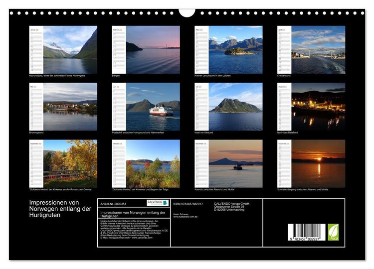Produktbild: Impressionen von Norwegen entlang der Hurtigruten (Wandkalender 2026 DIN A3 quer), CALVENDO Monatskalender