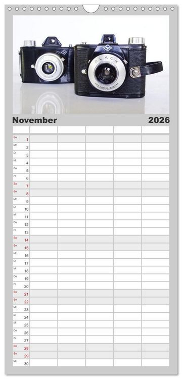 Produktbild: Familienplaner 2026 - Boxkameras - Kultiges und manchmal klobiges Design mit 5 Spalten (Wandkalender, 21 x 45 cm) CALVENDO