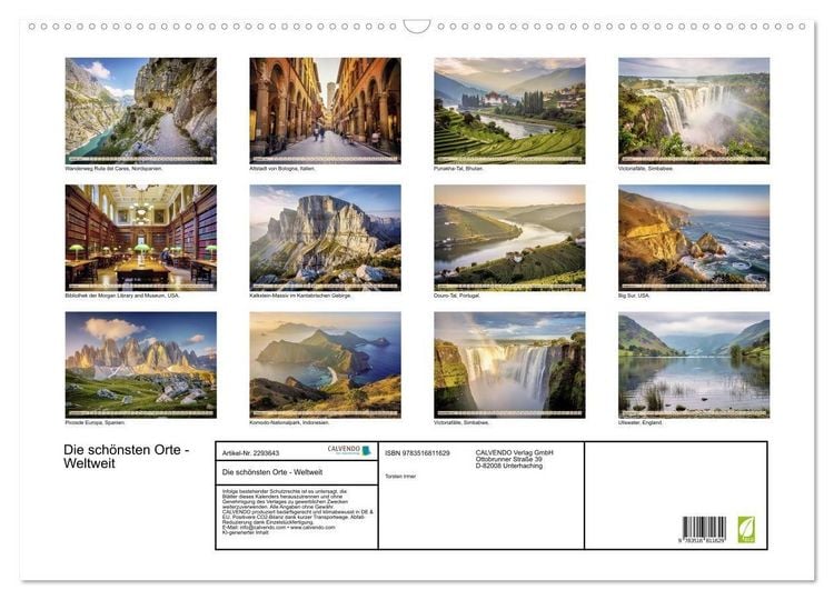 Produktbild: Die sch&ouml;nsten Orte - Weltweit (Wandkalender 2027 DIN A2 quer), CALVENDO Monatskalender