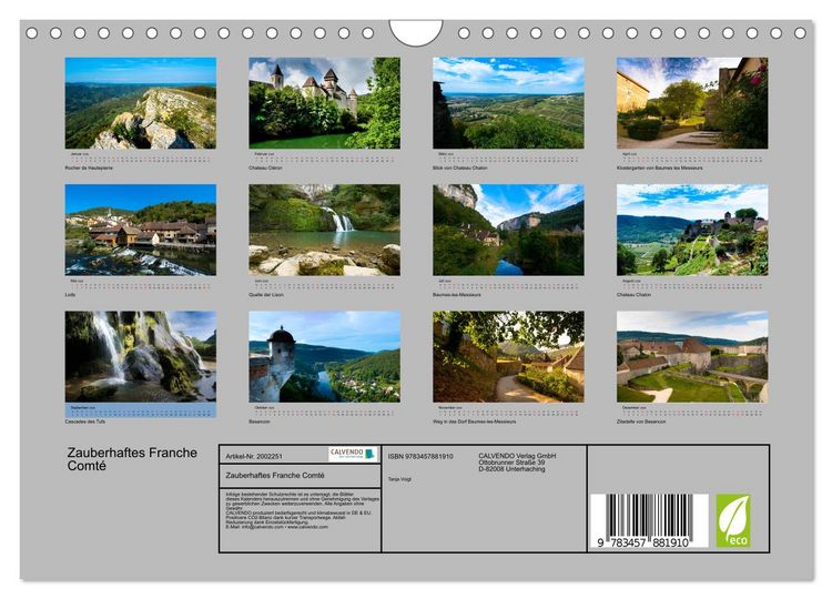 Produktbild: Zauberhaftes Franche Comt&eacute; (Wandkalender 2026 DIN A4 quer), CALVENDO Monatskalender