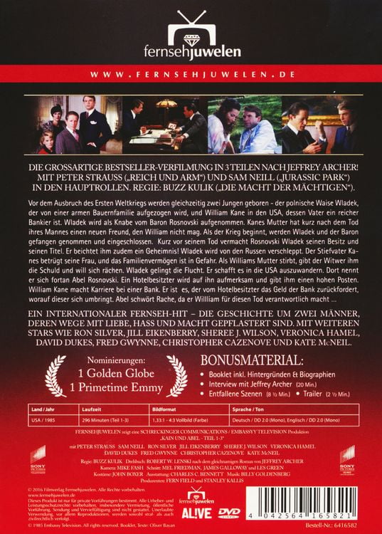 Produktbild: Kain und Abel - Der komplette Dreiteiler - fernsehjuwelen [2 DVDs]