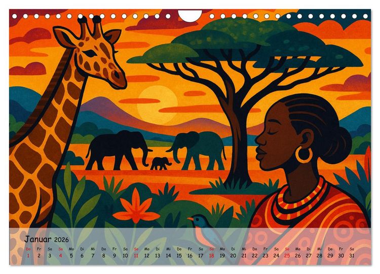 Produktbild: AFRIKA VIBES &ndash; Zw&ouml;lf Bilder voll Stolz, Leben und Licht (Wandkalender 2026 DIN A4 quer), CALVENDO Monatskalender