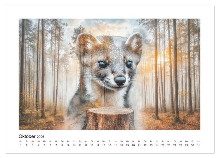 Produktbild: Tierisch wilde Waldbewohner (Wandkalender 2026 DIN A4 quer), CALVENDO Monatskalender