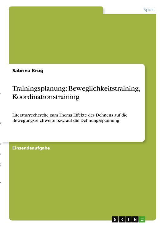 Produktbild: Trainingsplanung: Beweglichkeitstraining, Koordinationstraining
