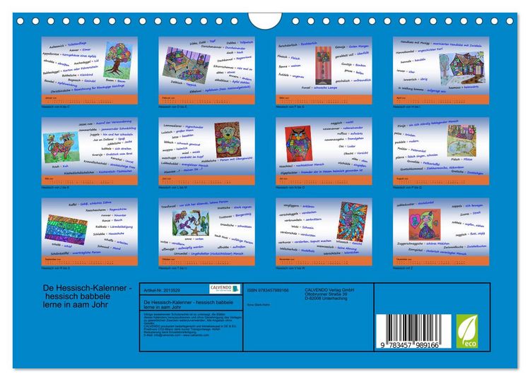 Produktbild: De Hessisch-Kalenner - hessisch babbele lerne in aam Johr (Wandkalender 2026 DIN A4 quer), CALVENDO Monatskalender
