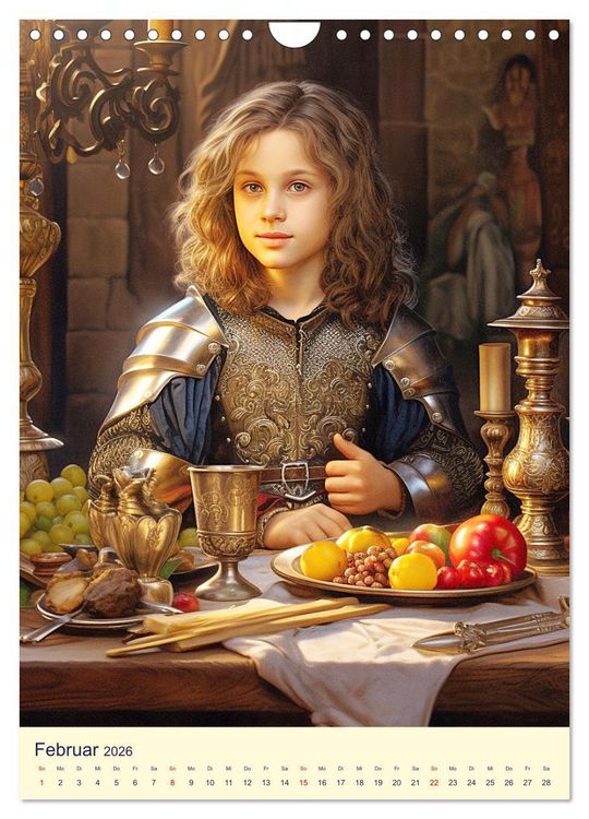 Produktbild: Kinder-Fantasy. Edle Burgfr&auml;ulein und Ritter im Mittelalter (Wandkalender 2026 DIN A4 hoch), CALVENDO Monatskalender