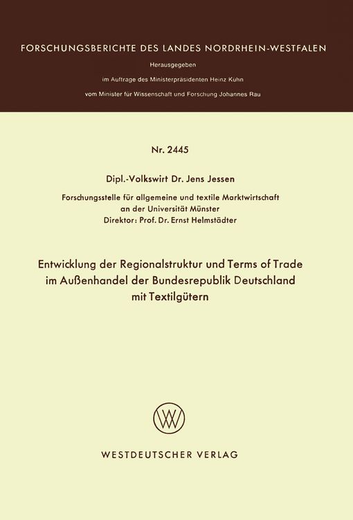Produktbild: Entwicklung der Regionalstruktur und Terms of Trade im Au&szlig;enhandel der Bundesrepublik Deutschland mit Textilg&uuml;tern