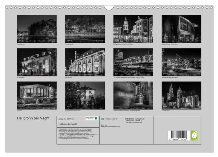 Produktbild: Heilbronn bei Nacht (Wandkalender 2026 DIN A3 quer), CALVENDO Monatskalender