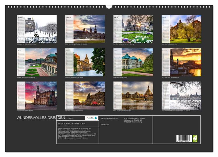 Produktbild: WUNDERVOLLES DRESDEN (Wandkalender 2026 DIN A2 quer), CALVENDO Monatskalender