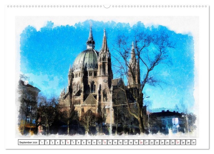 Produktbild: F&uuml;nfzehn Jahrhunderte Kirchenbau (hochwertiger Premium Wandkalender 2026 DIN A2 quer), Kunstdruck in Hochglanz