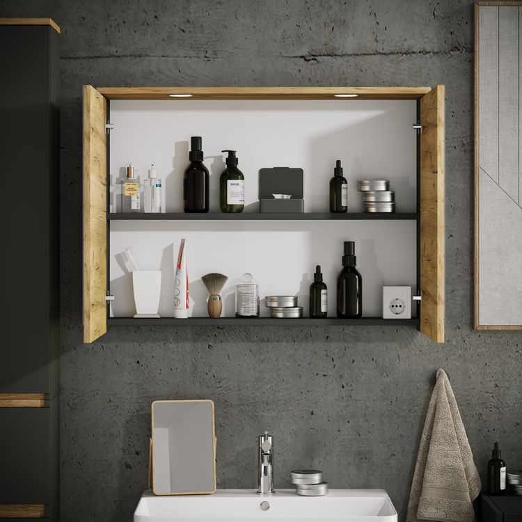 Produktbild: LED Bad Spiegelschrank Steckdose 59x80x23 Cosila