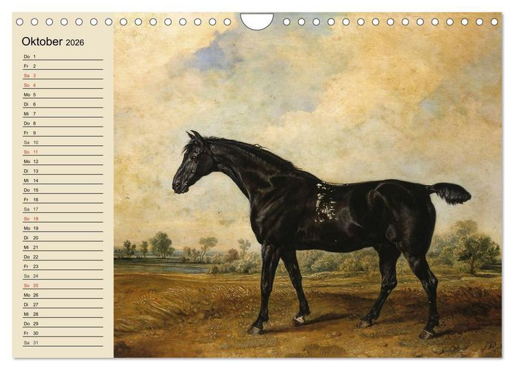 Produktbild: Pferde-&Ouml;lgem&auml;lde. Die Kunst der alten Meister (Wandkalender 2026 DIN A4 quer), CALVENDO Monatskalender