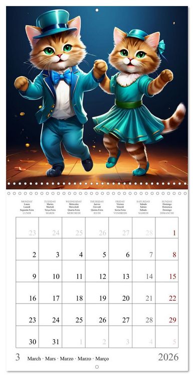 Produktbild: Cute Cats Dancing (Wall Calendar 2026 12 &times; 12 Inch) CALVENDO 12 Month Wall Calendar