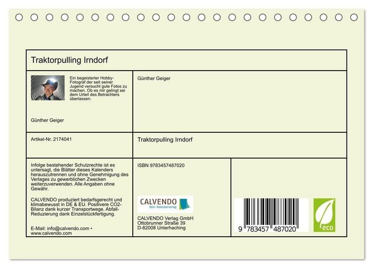 Produktbild: Traktorpulling Irndorf (Tischkalender 2026 DIN A5 quer), CALVENDO Monatskalender