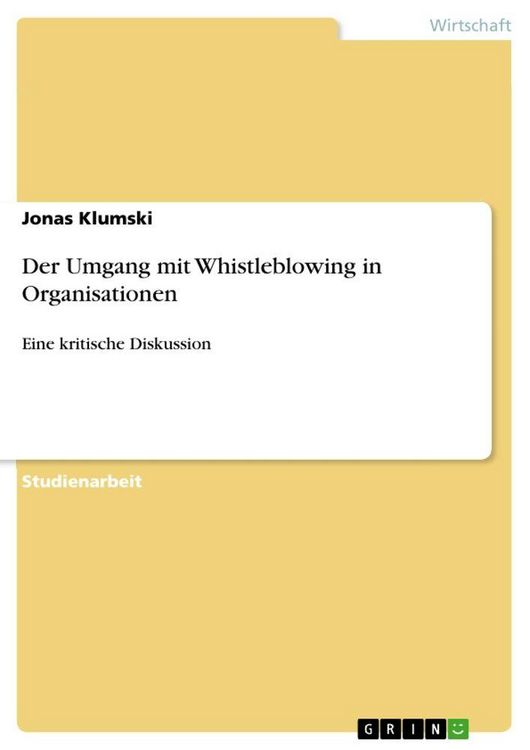 Produktbild: Der Umgang mit Whistleblowing in Organisationen