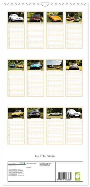 Produktbild: Familienplaner 2026 - Opel GT Der Kalender mit 5 Spalten (Wandkalender, 21 x 45 cm) CALVENDO