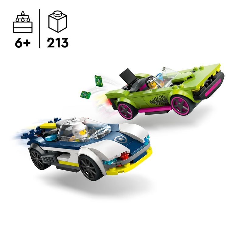 Produktbild: LEGO City 60415 Verfolgungsjagd mit Polizeiauto und Muscle Car, Auto-Spielzeug