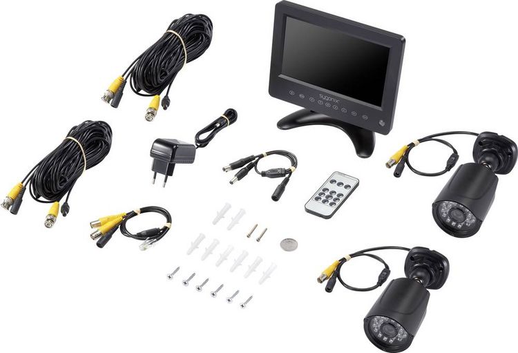 Produktbild: Sygonix SY-4600588 AHD &Uuml;berwachungskamera-Set 2-Kanal mit 2 Kameras 1280 x 720 Pixel