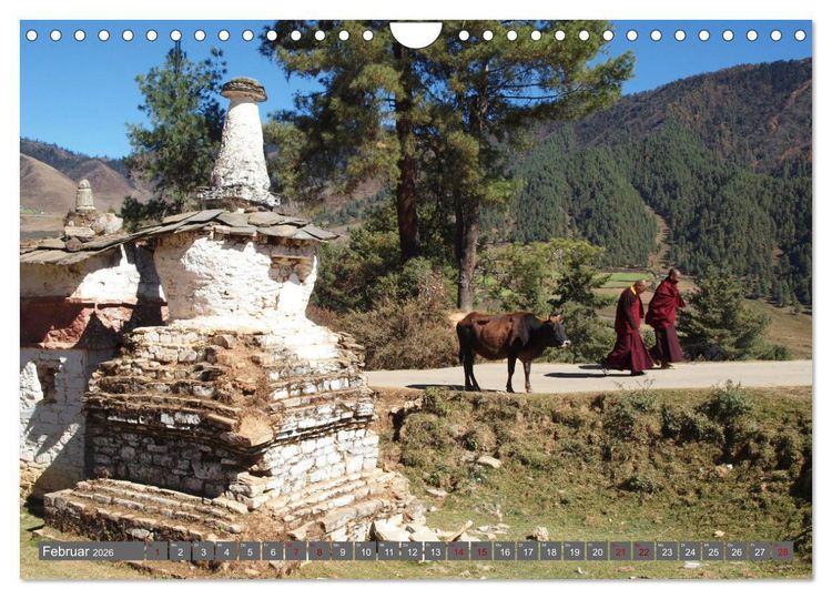 Produktbild: Bhutan - Frieden und Gl&uuml;ck im Himalaya (Wandkalender 2026 DIN A4 quer), CALVENDO Monatskalender