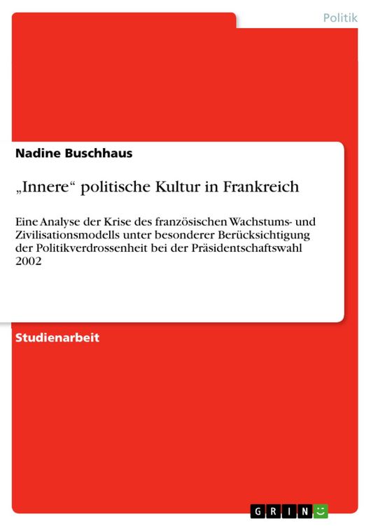 Produktbild: "Innere" politische Kultur in Frankreich