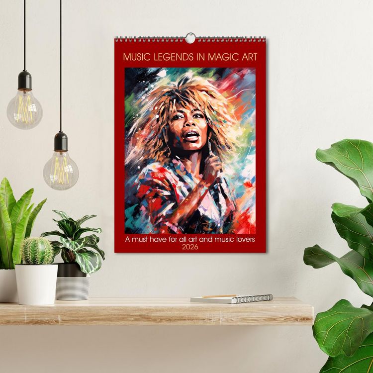 Produktbild: Music legends in magic art (Wall Calendar 2026 DIN A3 portrait), CALVENDO 12 Month Wall Calendar