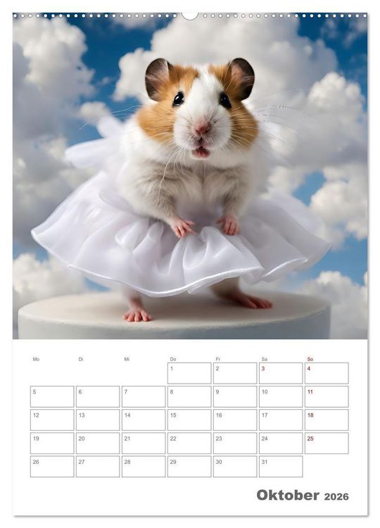 Produktbild: Ballerina Hamster - Eine Sinfonie aus zuckers&uuml;&szlig;e KI Hamstern in T&uuml;ll und Seide (hochwertiger Premium Wandkalender 2026 DIN A2 hoch), Kunstdruck in Hochglanz