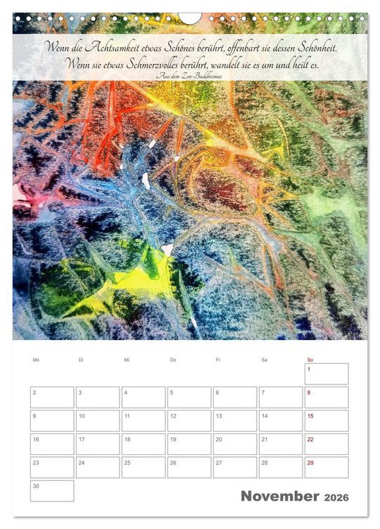 Produktbild: Farben der Achtsamkeit - Farbenreiche Aquarell-Tr&auml;ume mit Zitaten zur inneren Ruhe (Wandkalender 2026 DIN A3 hoch), CALVENDO Monatskalender