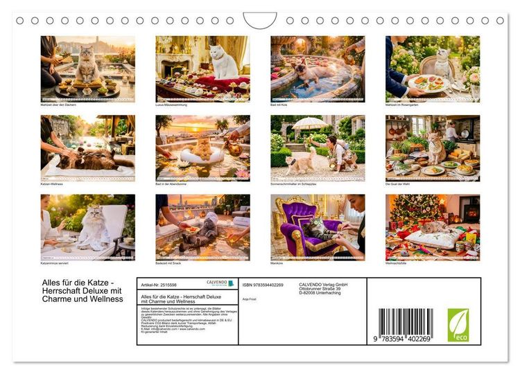 Produktbild: Alles f&uuml;r die Katze - Herrschaft Deluxe mit Charme und Wellness (Wandkalender 2027 DIN A4 quer), CALVENDO Monatskalender