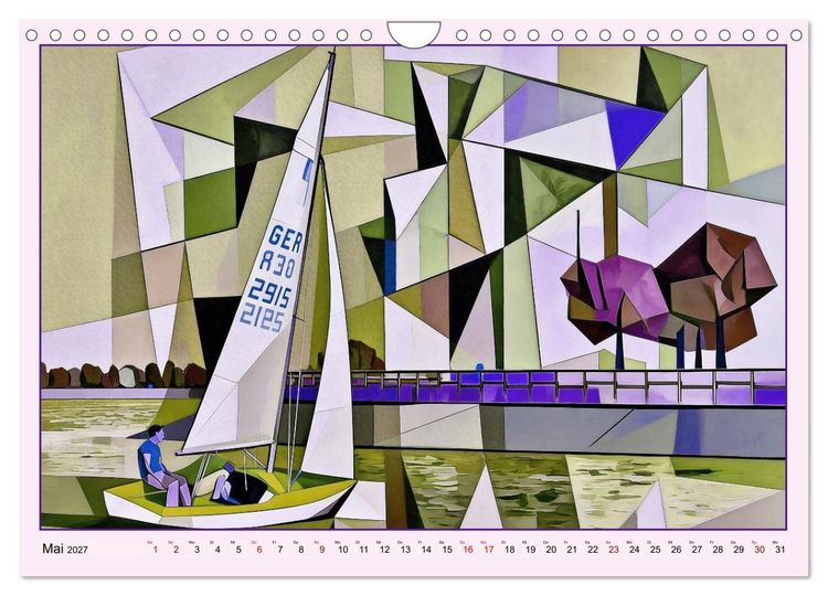 Produktbild: Segelschiffe im Stil des Kubismus (Wandkalender 2027 DIN A4 quer), CALVENDO Monatskalender