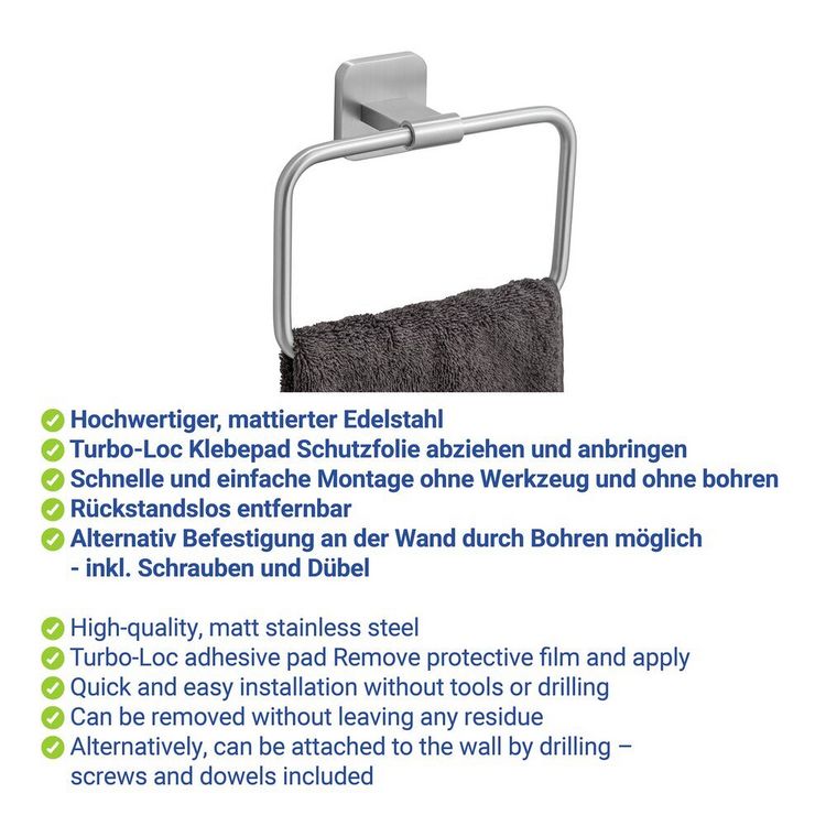 Produktbild: Turbo-Loc&reg; Handtuchring Mod. Porto Matt, Befestigen ohne Bohren