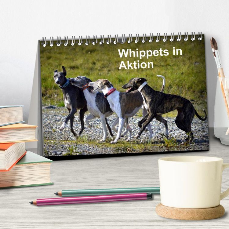 Produktbild: Whippets in Aktion (Tischkalender 2026 DIN A5 quer), CALVENDO Monatskalender