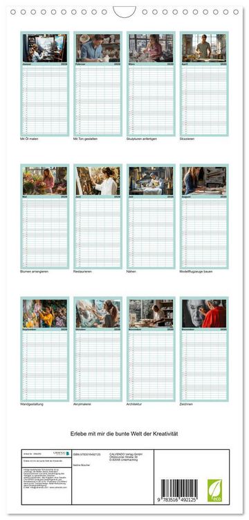 Produktbild: Familienplaner 2026 - Erlebe mit mir die bunte Welt der Kreativit&auml;t mit 5 Spalten (Wandkalender, 21 x 45 cm) CALVENDO