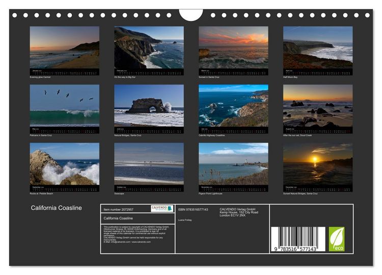 Produktbild: California Coasline (Wall Calendar 2026 DIN A4 landscape), CALVENDO 12 Month Wall Calendar
