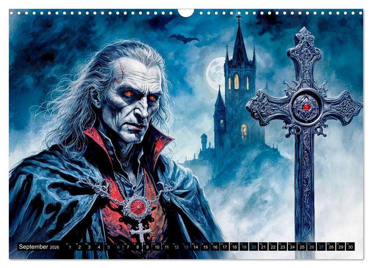 Produktbild: Finsternis der Vampire - Mystischer d&uuml;sterer Fantasy Kalender (Wandkalender 2026 DIN A3 quer), CALVENDO Monatskalender
