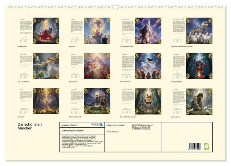 Produktbild: Die sch&ouml;nsten M&auml;rchen (Wandkalender 2027 DIN A2 quer), CALVENDO Monatskalender