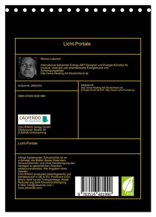 Produktbild: Licht-Portale (Tischkalender 2026 DIN A5 hoch), CALVENDO Monatskalender