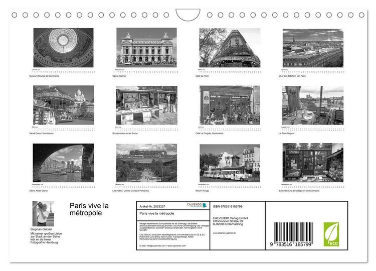 Produktbild: Paris vive la m&eacute;tropole (Wandkalender 2026 DIN A4 quer), CALVENDO Monatskalender