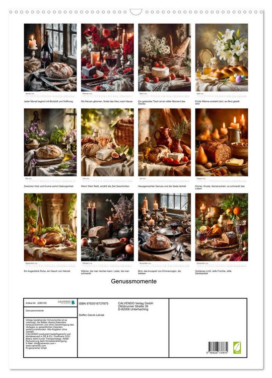 Produktbild: Genussmomente (Wandkalender 2026 DIN A2 hoch), CALVENDO Monatskalender