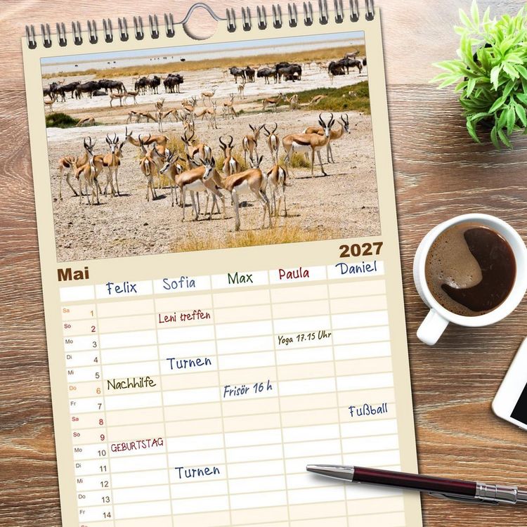 Produktbild: Familienplaner 2027 - Facetten Namibias mit 5 Spalten (Wandkalender, 21 x 45 cm) CALVENDO