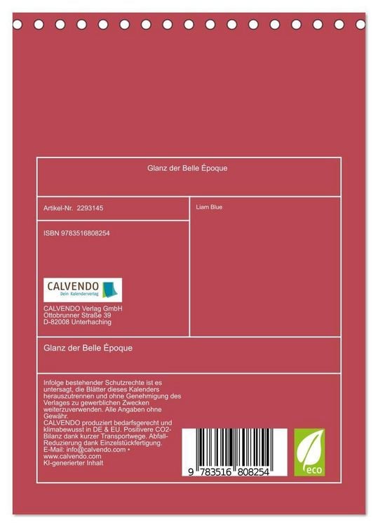 Produktbild: Glanz der Belle &Eacute;poque (Tischkalender 2027 DIN A5 hoch), CALVENDO Monatskalender