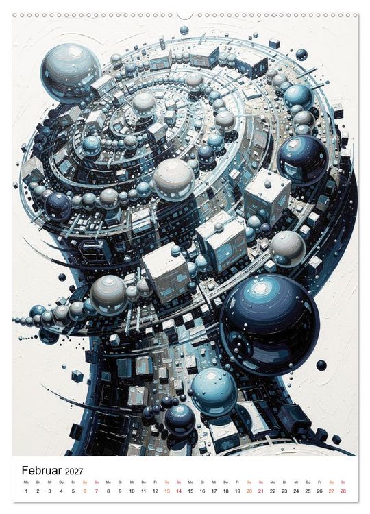 Produktbild: Abstracts - Fragmente der Zeit - Auf der Suche nach Menschlichkeit im Datenstrom (Wandkalender 2027 DIN A2 hoch), CALVENDO Monatskalender