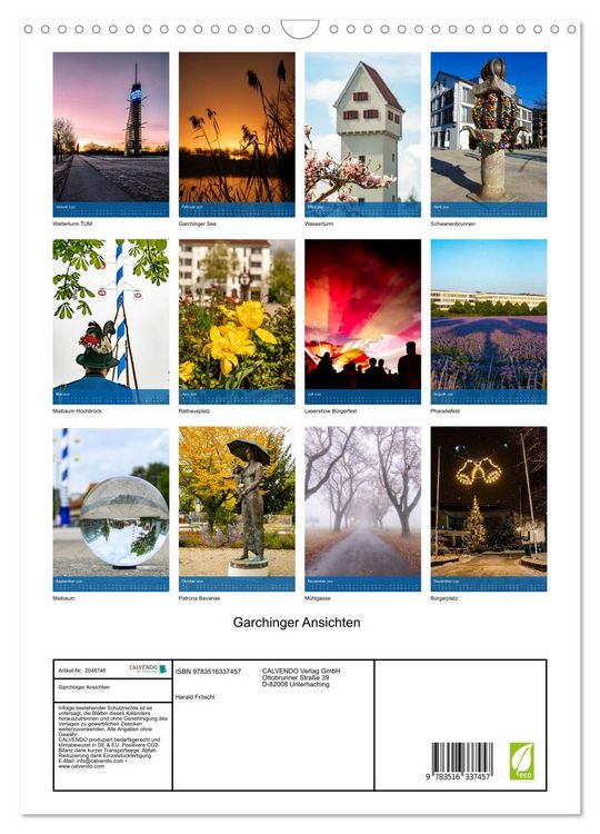 Produktbild: Garchinger Ansichten (Wandkalender 2026 DIN A3 hoch), CALVENDO Monatskalender