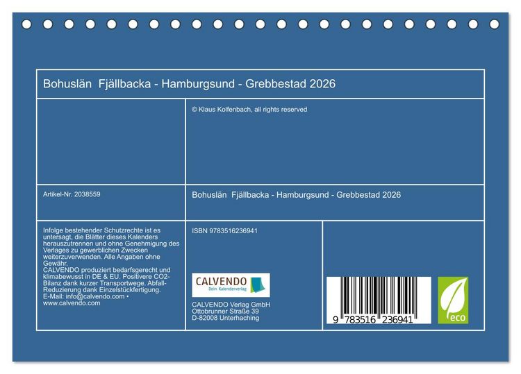 Produktbild: Bohusl&auml;n Fj&auml;llbacka - Hamburgsund - Grebbestad 2026 (Tischkalender 2026 DIN A5 quer), CALVENDO Monatskalender