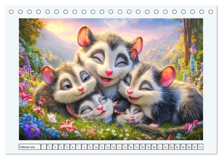 Produktbild: Oh, Possums! Cartoon-Abenteuer mit lustigen Beutelratten (Tischkalender 2026 DIN A5 quer), CALVENDO Monatskalender