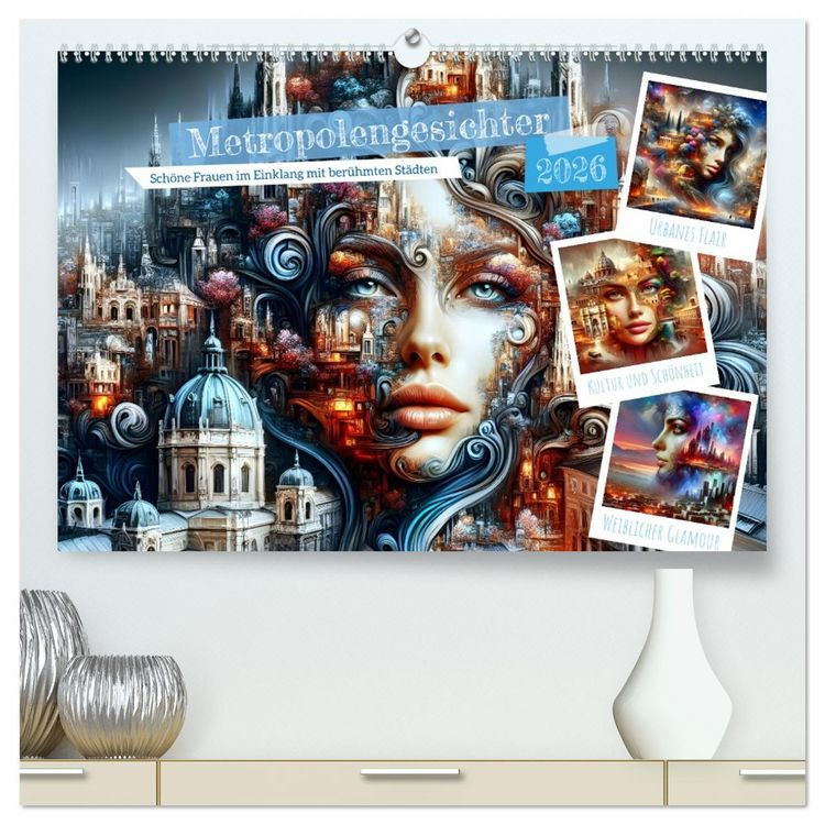 Produktbild: Metropolengesichter (hochwertiger Premium Wandkalender 2026 DIN A2 quer), Kunstdruck in Hochglanz