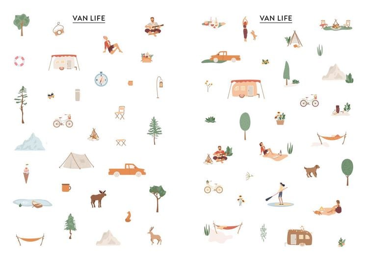 Produktbild: Bullet Journal Stickerbuch &ndash; Camping & Nature Love &ndash; &Uuml;ber 600 Sticker f&uuml;r alle Outdoor-Fans