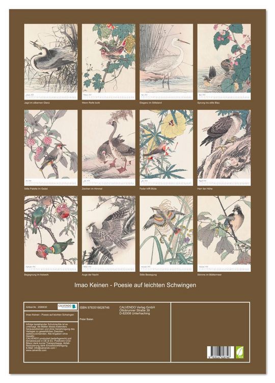 Produktbild: Imao Keinen - Poesie auf leichten Schwingen (Wandkalender 2026 DIN A2 hoch), CALVENDO Monatskalender